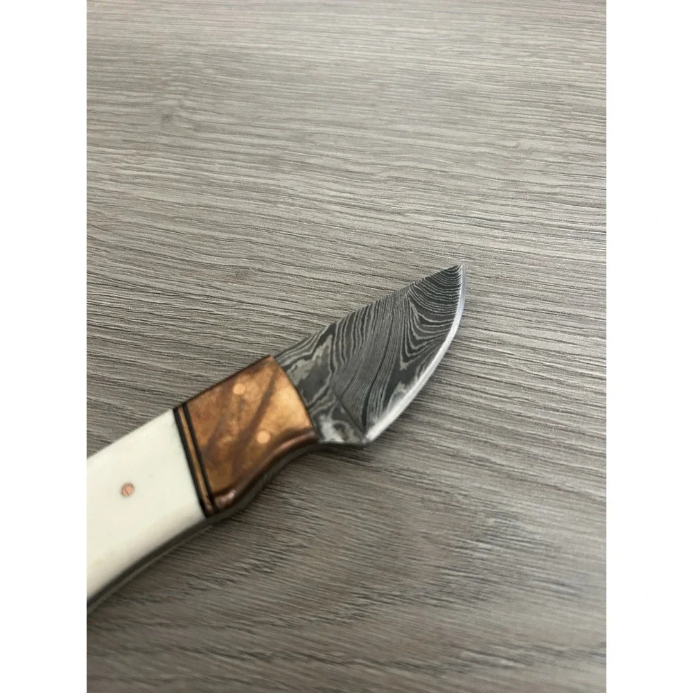 Elk Ridge Fixed Blade Damascus Knife‎ Bone Handle With Sheath